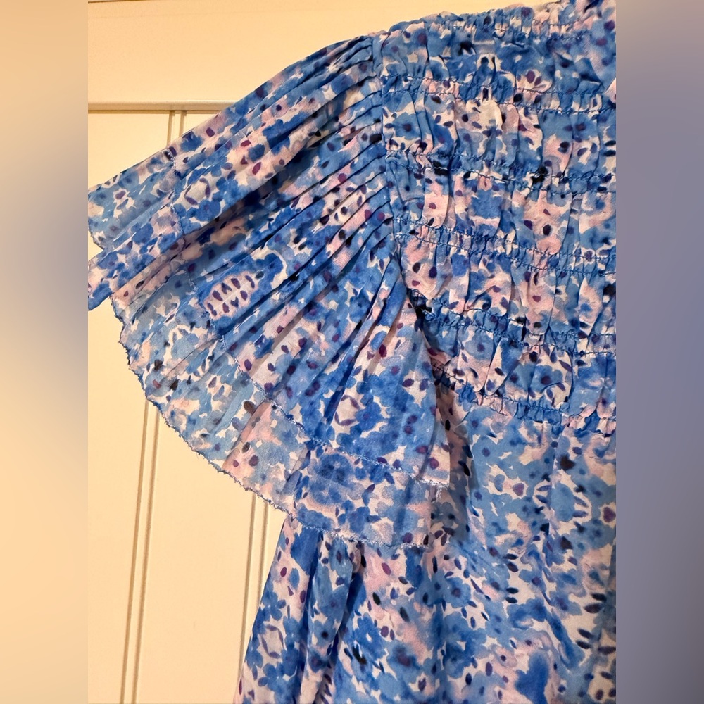 Caballero Blue Floral Short-Sleeve Blouse size Small - Picture 9 of 9